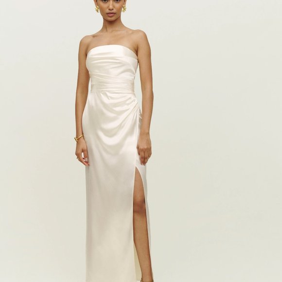 REFORMATION Dresses & Skirts - REFORMATION BARROW SILK SATIN DRESS IVORY SIZE 4 - NWT